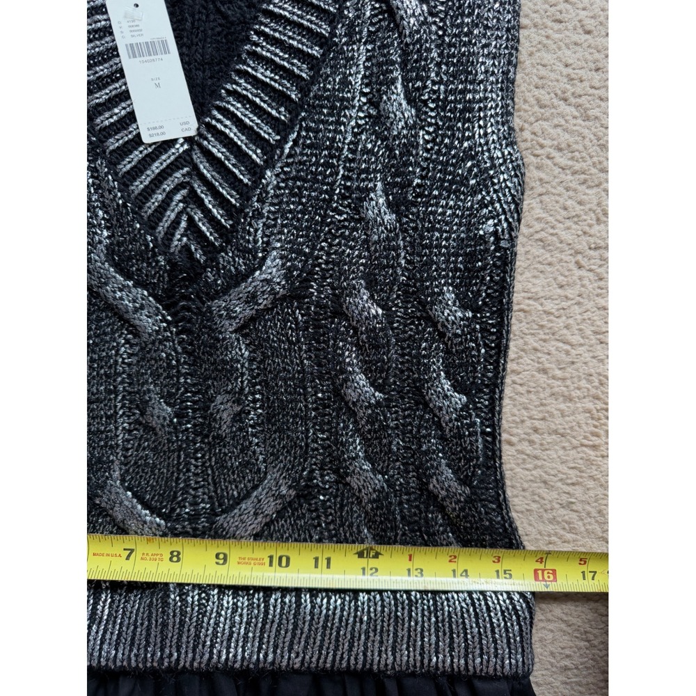 Anthropologie Pilcro Mixed Media Sweater Vest Midi Dress Silver Black Metallic M - Picture 6 of 10